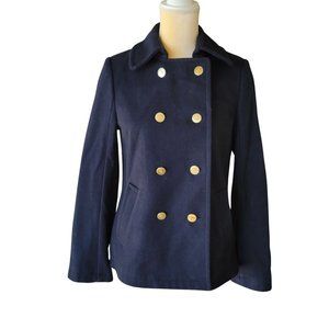 Tommy Hilfiger Women's Pea Coat Double Breasted Gold Buttons Long Sleeve Size S